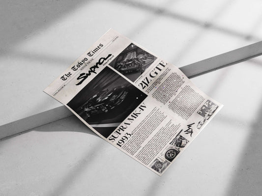 Toyota Supra MK-IV (1993) and 2JZ GTE engine Main Subject: Toyota Supra MK-IV (1993) and 2JZ GTE engine Matte poster print —