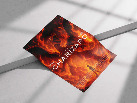 Charizard "Roar. Rise. Rage." Poster – Legendary Pokémon Fire Wall Art