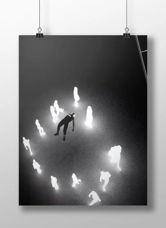 Floating Souls Dark Minimalist Poster | Surreal Emotional Wall Art Print