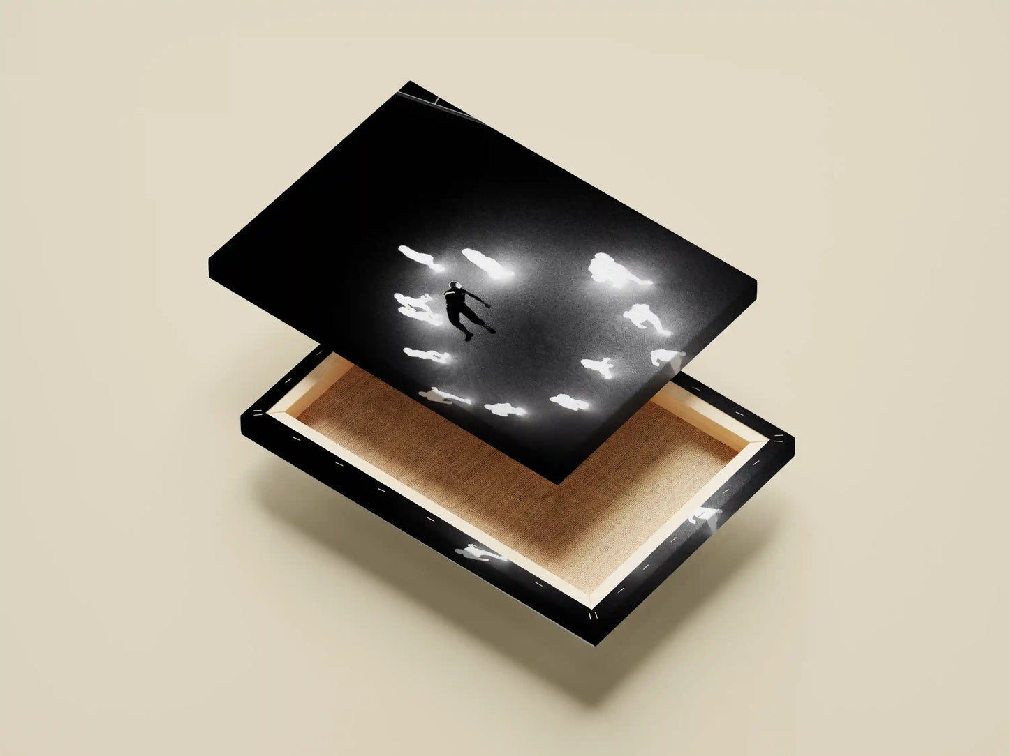 Floating Souls Dark Minimalist Poster | Surreal Emotional Wall Art Print