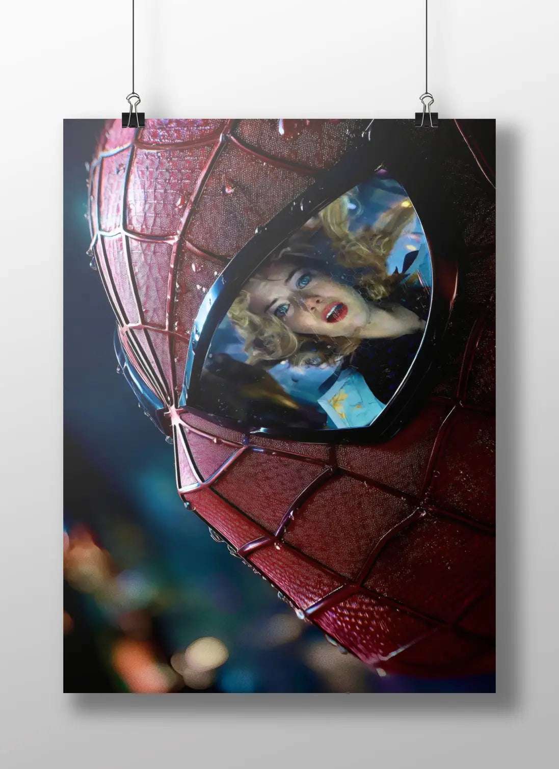 The Amazing Spider-Man 2 Gwen Stacy Reflection Movie Poster - Spidey's Mask Emotional Art Print