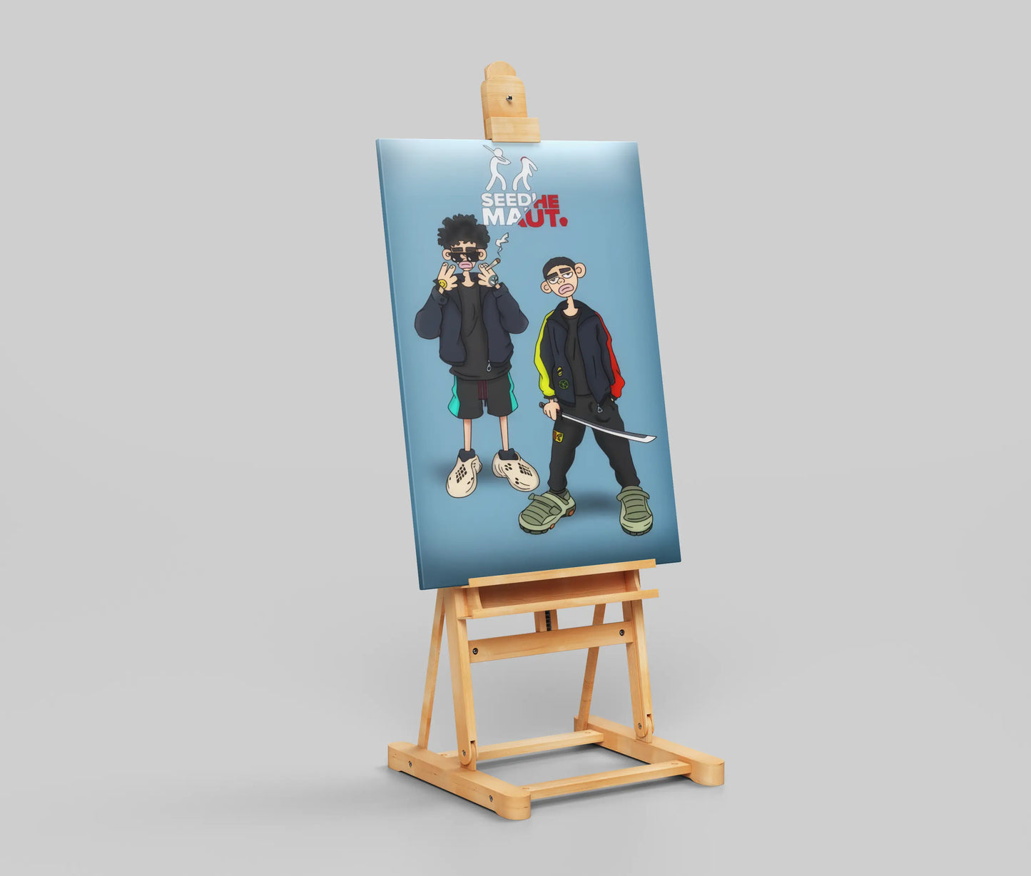 Seedhe Maut Cartoon Poster – Hip-Hop Duo Streetwear Art | Desi Rapper Fan Art Print
