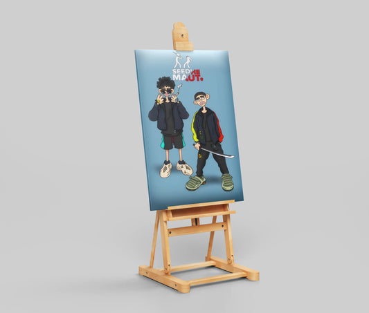Seedhe Maut Cartoon Poster – Hip-Hop Duo Streetwear Art | Desi Rapper Fan Art Print