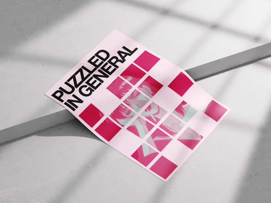 "Puzzled In General" Abstract Pixel Art Poster - Psychological Confusion & Fragmented Identity Print