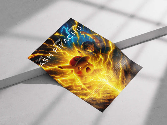 Ash & Pikachu "Bond Beyond Friendship" Poster – Pokémon Lightning Wall Art