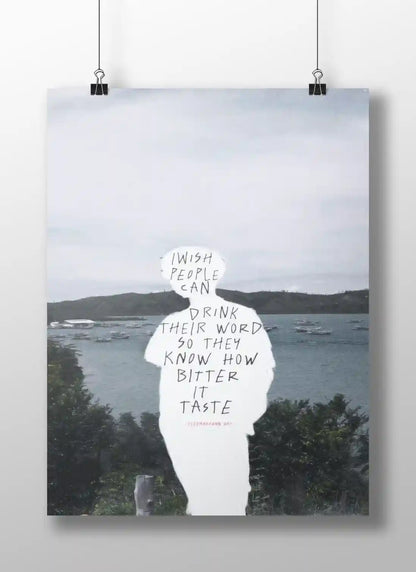 Bitter Words – Aesthetic Emotional Quote Poster | Sad Reflective Mental Health Wall Art