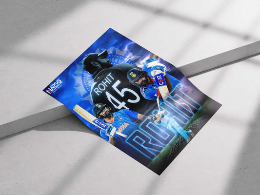 Rohit Sharma 45 Poster – Hitman Tribute Wall Art for Indian Cricket Fans