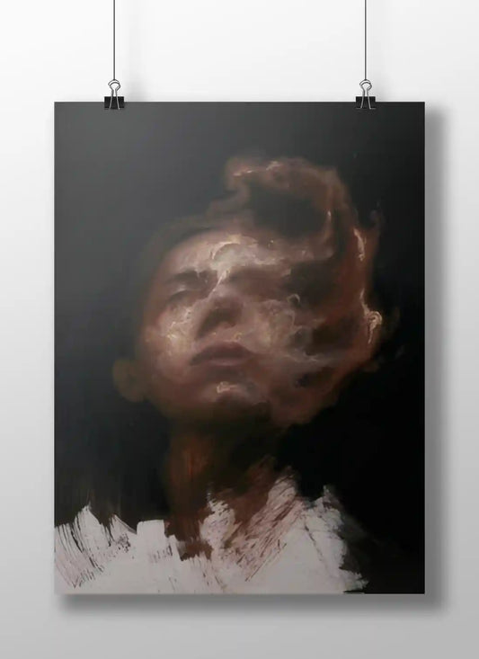 Dark Emotional Abstract Face Art Print | Surreal Horror-Inspired Portrait Poster