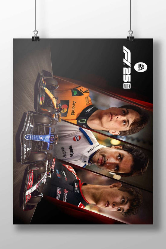 Max Verstappen (Red Bull Racing), Charles Leclerc (Scuderia Ferrari), and Lando Norris (McLaren F1 Team) for the video game