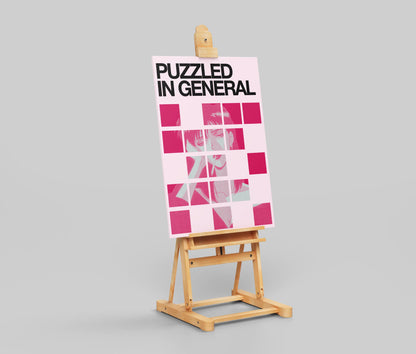 "Puzzled In General" Abstract Pixel Art Poster - Psychological Confusion & Fragmented Identity Print