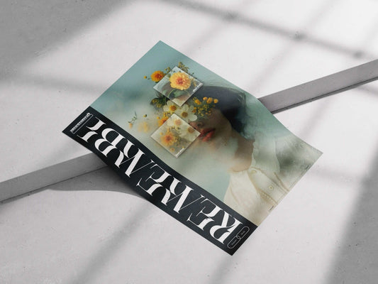 Remember - Surreal Floral Aesthetic Poster | Hindi Typography | Blossom & Decay Wall Art