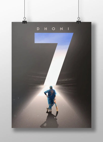 MS Dhoni No. 7 Poster – Cricket Legend Farewell Tribute | Captain Cool Wall Art