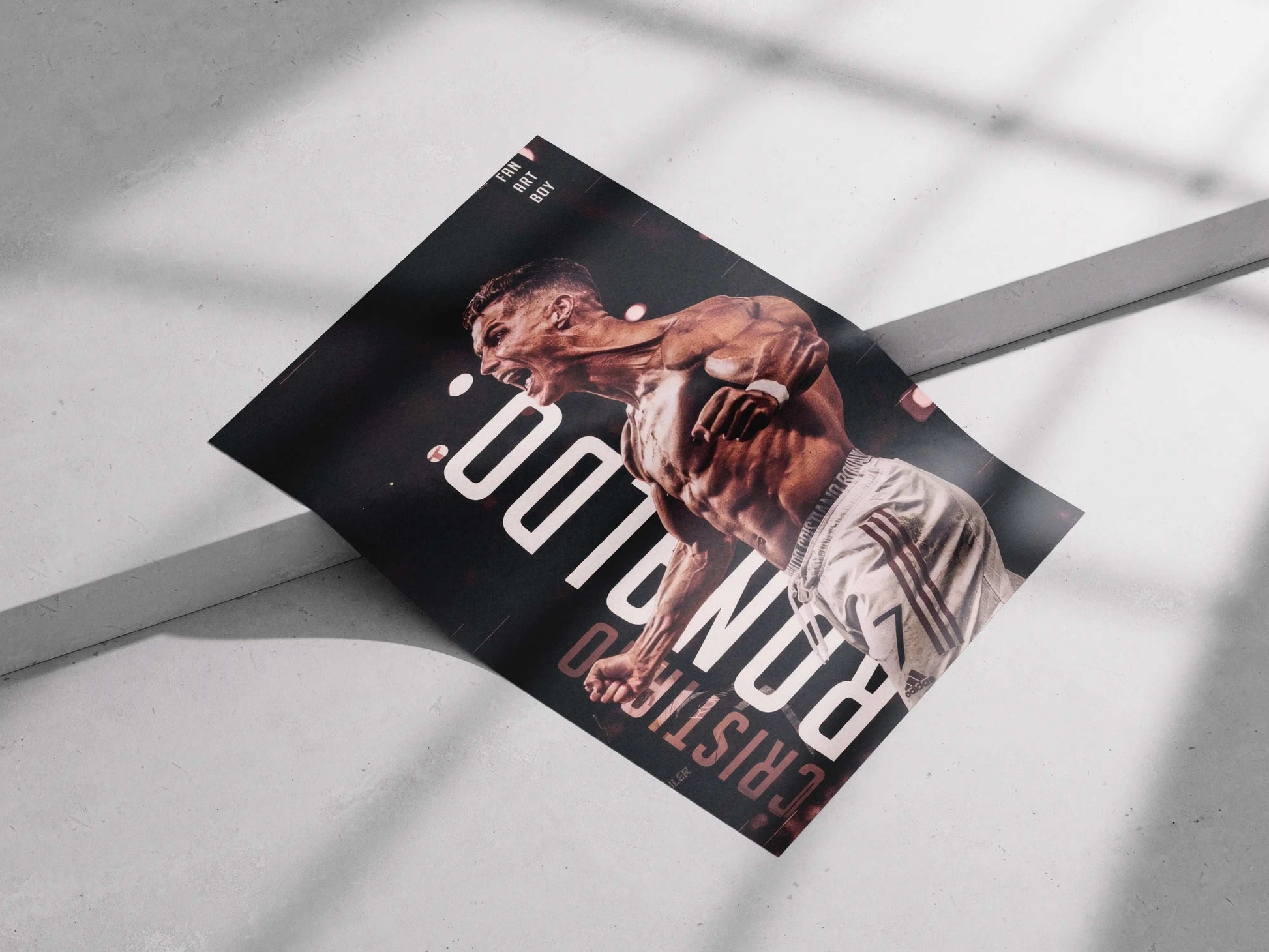 Cristiano Ronaldo Shirtless Celebration Poster – Beast Mode Goal Pose Wall Art