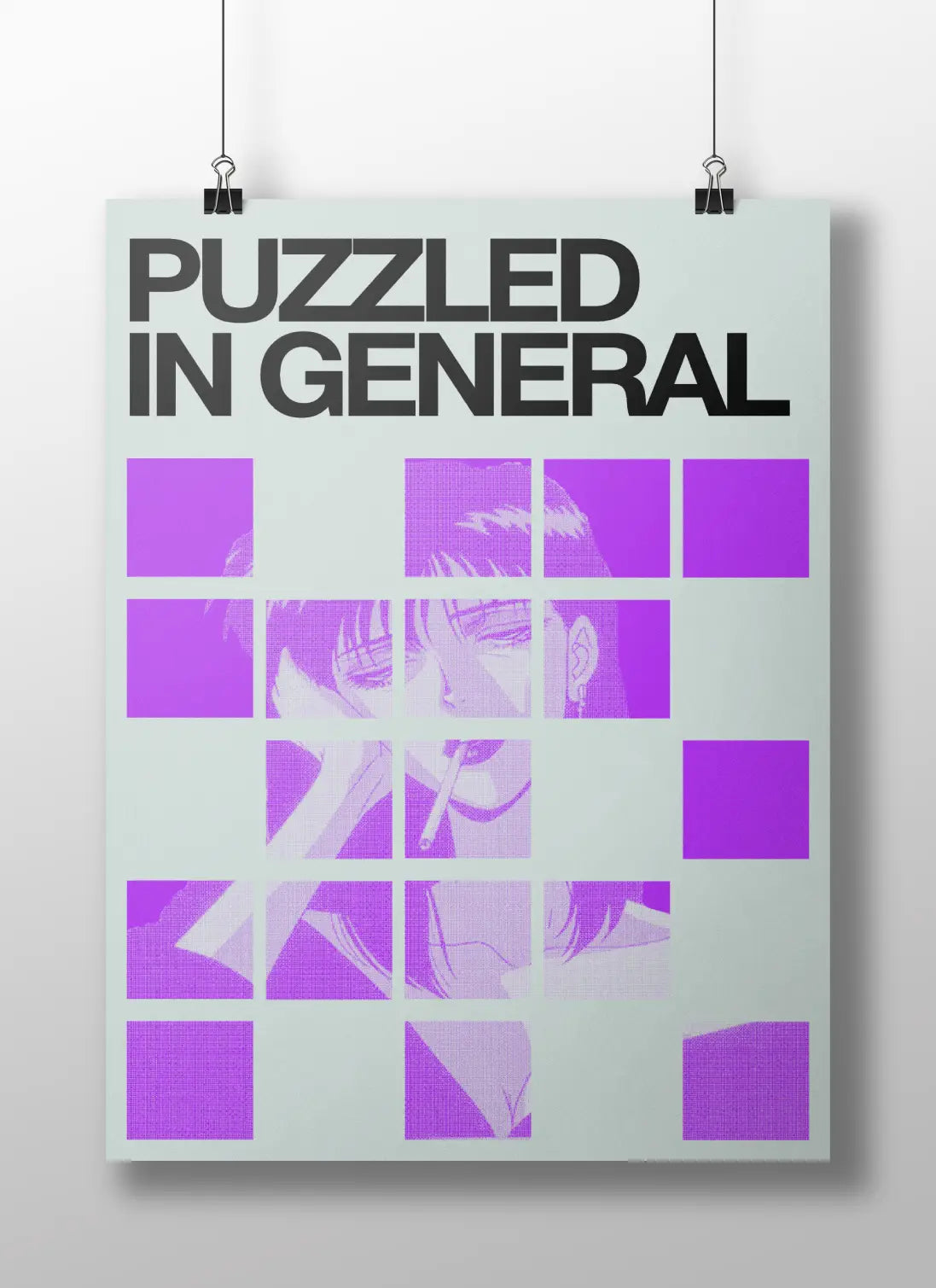 "Puzzled In General" Abstract Pixel Art Poster - Psychological Confusion & Fragmented Identity Print