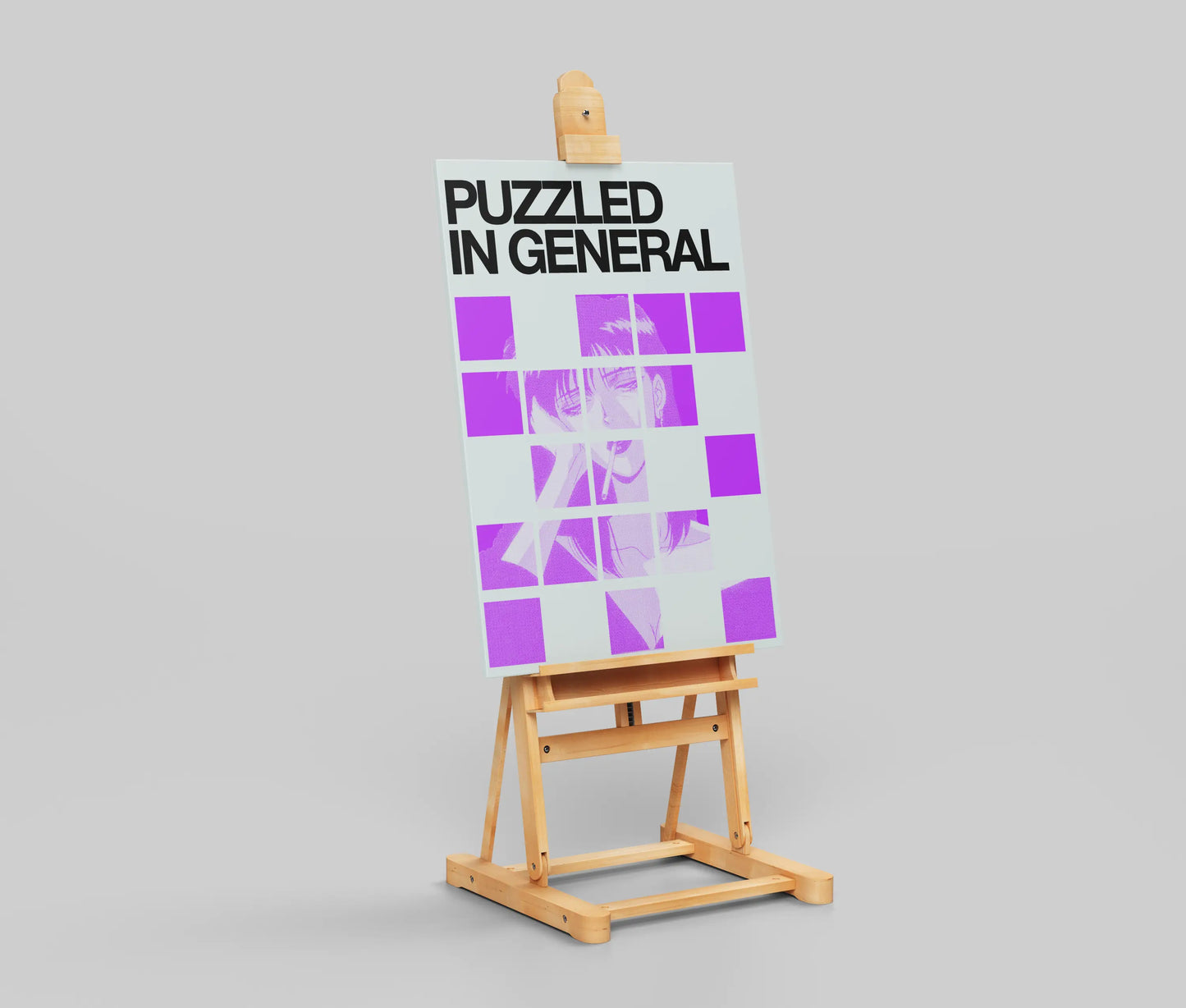 "Puzzled In General" Abstract Pixel Art Poster - Psychological Confusion & Fragmented Identity Print