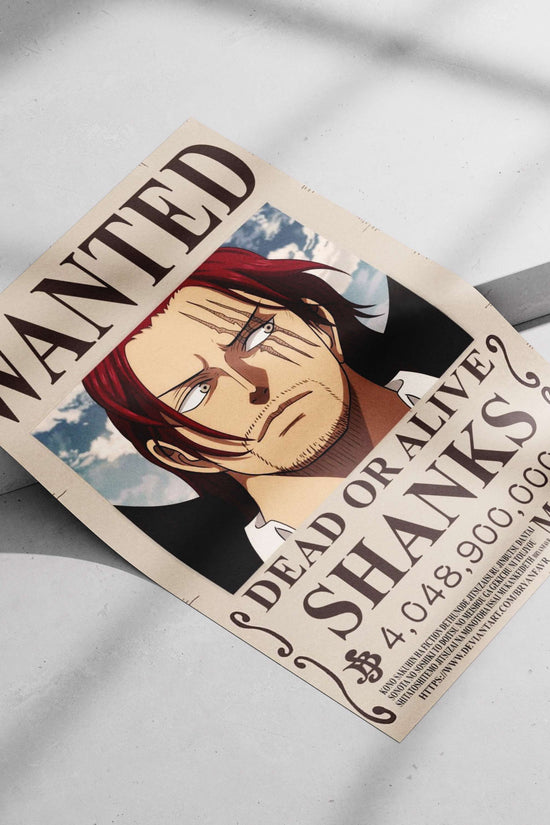 Shanks Wanted Fierce Digital Anime Illustration Poster – One Piece Fan Art