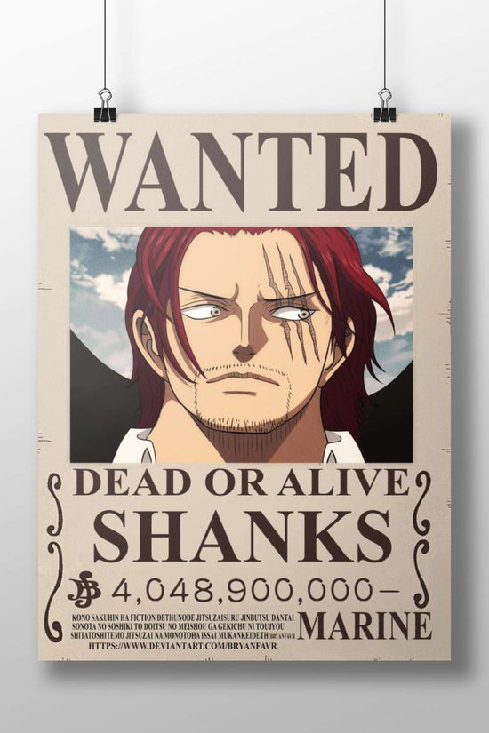Shanks Wanted Fierce Digital Anime Illustration Poster – One Piece Fan Art