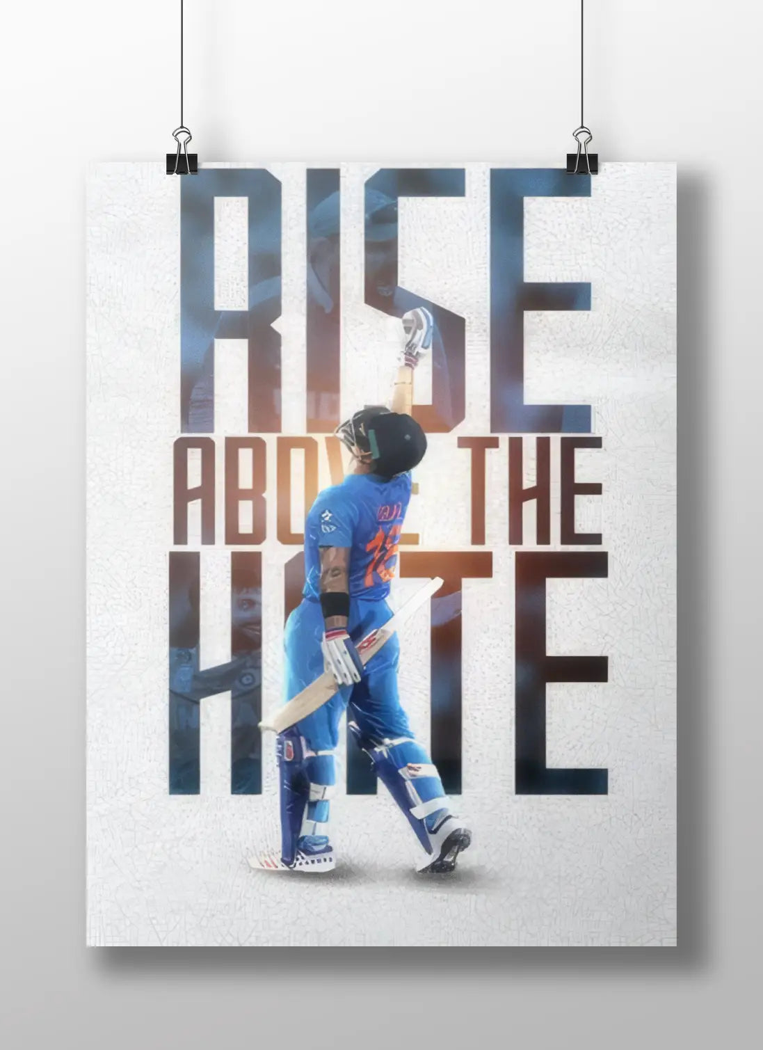 Virat Kohli Motivational Poster – “Rise Above The Hate” | Inspirational Cricket Wall Art