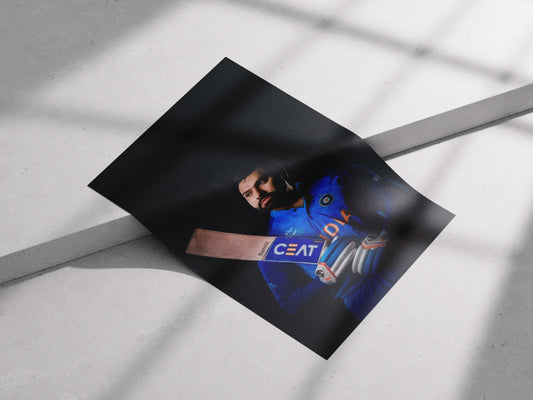Rohit Sharma Minimalist Poster – India Cricket Captain Portrait Wall Art