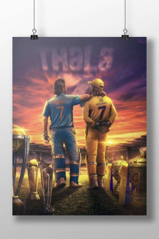 Sachin Tendulkar and MS Dhoni Sachin & Dhoni Iconic Cricket Poster