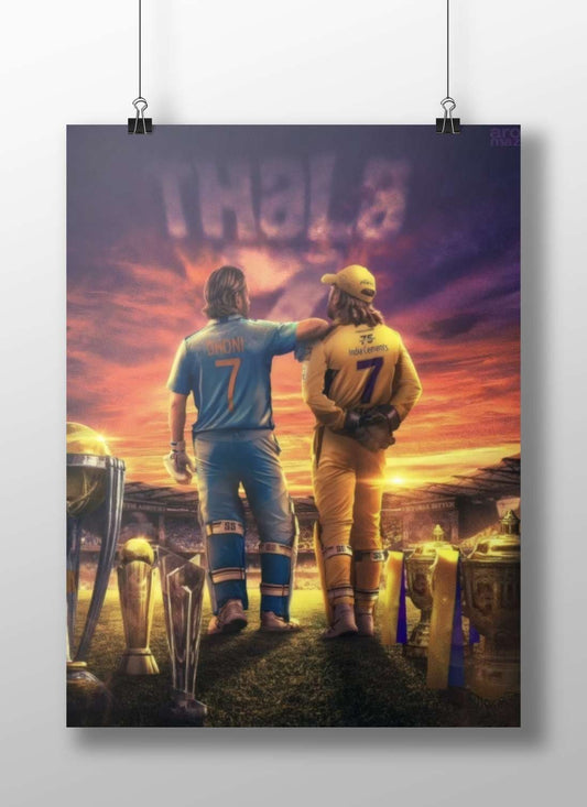 Sachin Tendulkar and MS Dhoni Sachin & Dhoni Iconic Cricket Poster
