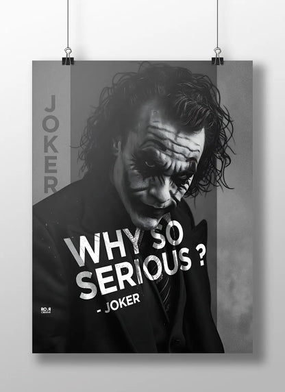 Joker "Why So Serious?" Heath Ledger Black & White Movie Poster - Dark Knight Villain Art Print