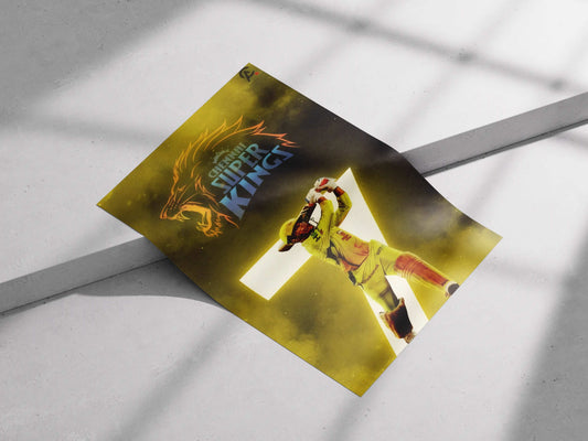 MS Dhoni CSK Poster – Chennai Super Kings Captain Tribute | Yellow Army No.7 Wall Art