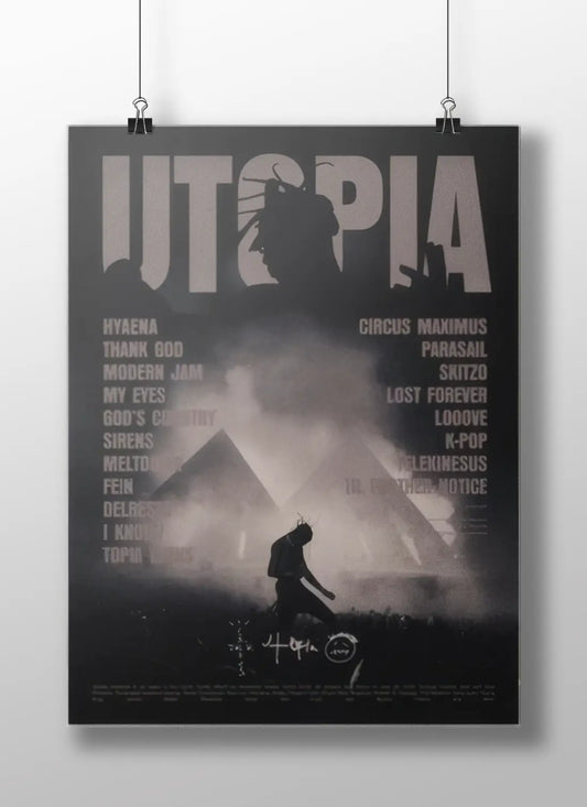 Travis Scott Utopia Poster | Dark Aesthetic Rap Album Wall Art Print