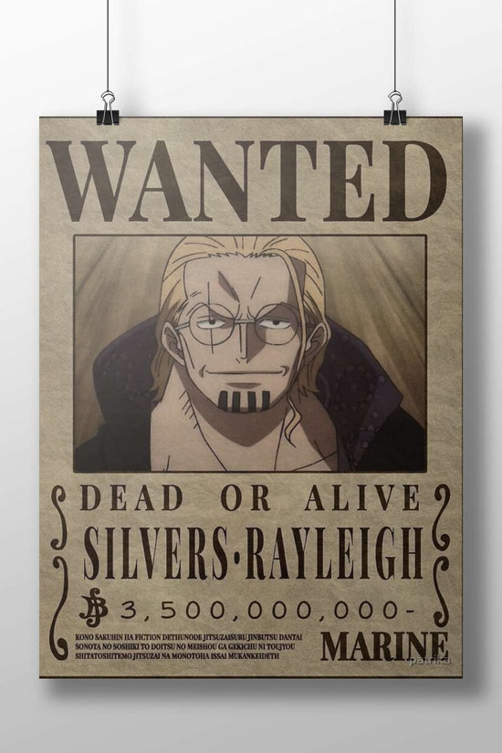 One Piece Vintage-Style Wanted Poster – Silvers Rayleigh Marine Hunter Print