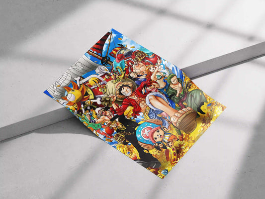 One Piece Straw Hat Pirates Grand Adventure Anime Poster - Luffy Crew & Thousand Sunny Treasure Art Print