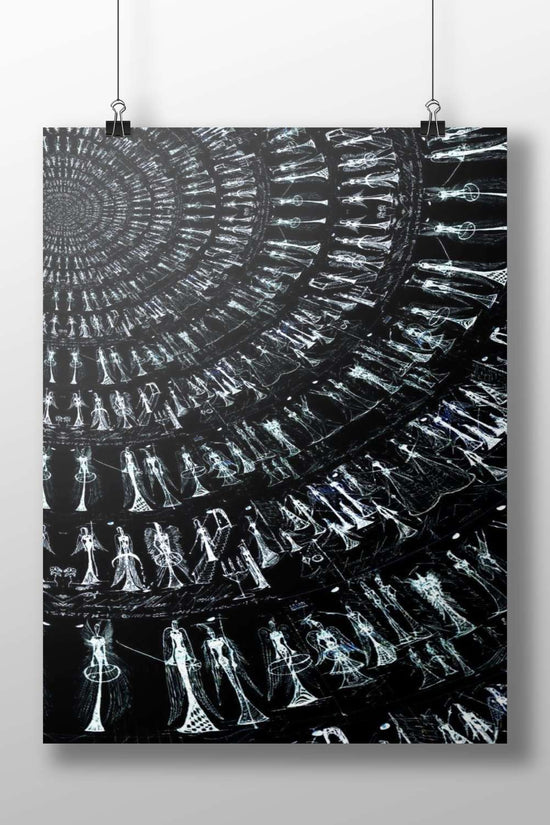 The Matrix Digital Abstract Geometric Poster – Futuristic Black & White Art Wall Art