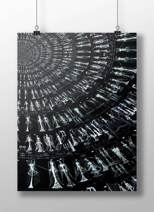 The Matrix Digital Abstract Geometric Poster – Futuristic Black & White Art Wall Art
