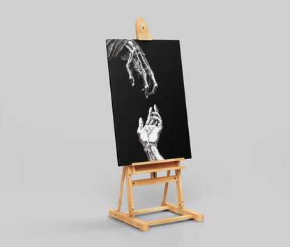 Reaching Hands Black and White Poster | Symbolic Minimalist Wall Art Print