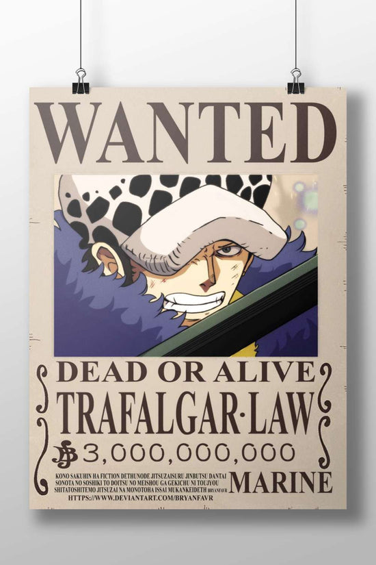 Trafalgar Law Stylized Wanted Poster – Digital Anime Wall Art