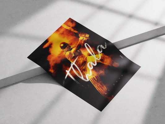Thala Poster – MS Dhoni Fire Art Tribute | CSK Legend Cricket Wall Print