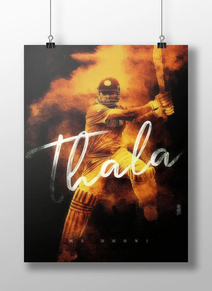 Thala Poster – MS Dhoni Fire Art Tribute | CSK Legend Cricket Wall Print