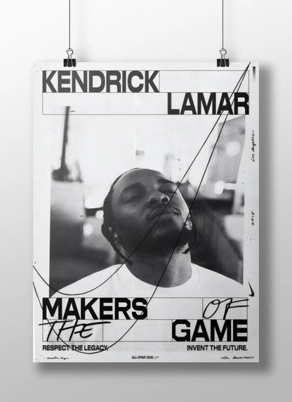 Kendrick Lamar Monochrome Poster | Minimalist Hip-Hop Icon Wall Art