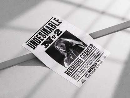 Hermione Granger "Undesirable No. 2" Harry Potter Wanted Poster - Ministry of Magic Propaganda Print
