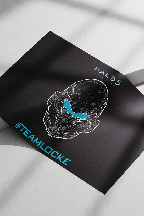 Halo 5: Guardians Spartan helmet (specifically the "Locke" variant as indicated by #TEAMLOCKE) Main Subject: Halo 5: