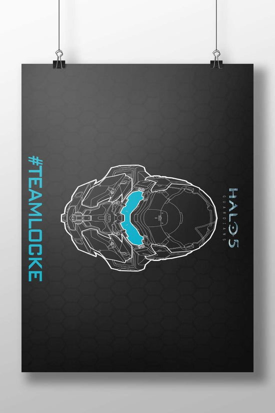 Halo 5: Guardians Spartan helmet (specifically the "Locke" variant as indicated by #TEAMLOCKE) Main Subject: Halo 5: