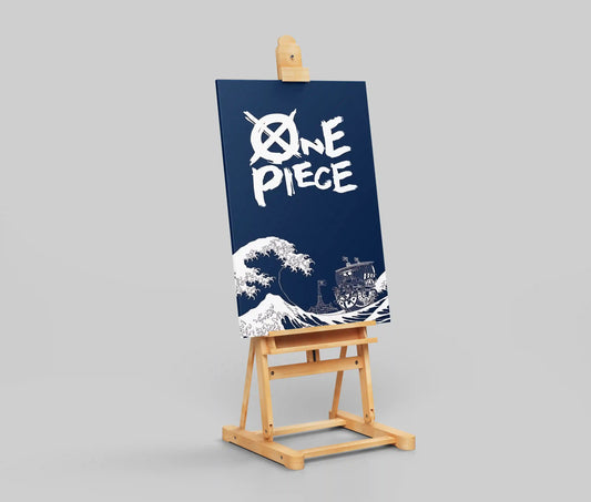 One Piece "The Great Wave" Style Minimalist Anime Poster - Thousand Sunny & Iconic Logo Art Print