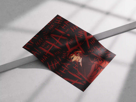 Death Note Light Yagami "HA!" Maniacal Laugh Anime Poster - Kira Psychological Thriller Art Print