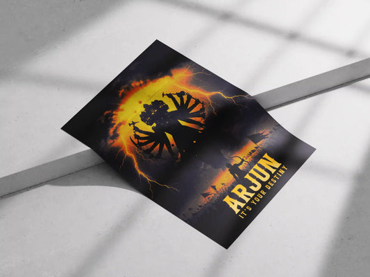 Arjun & Krishna Vishwaroop Poster – Bhagavad Gita Motivational Wall Art