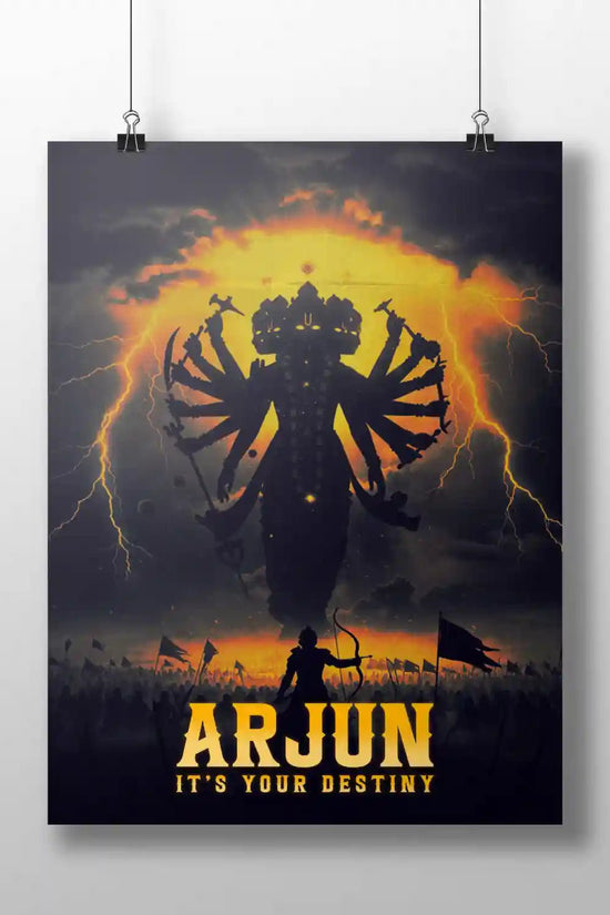 Arjun & Krishna Vishwaroop Poster – Bhagavad Gita Motivational Wall Art