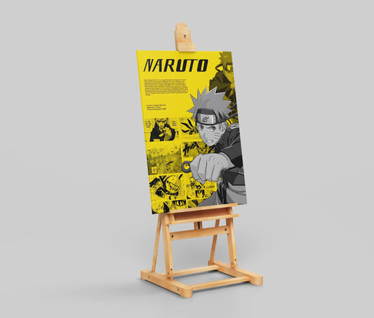 Naruto Uzumaki Manga Panel Pop Art Poster - Yellow Aesthetic & Character Biography Print