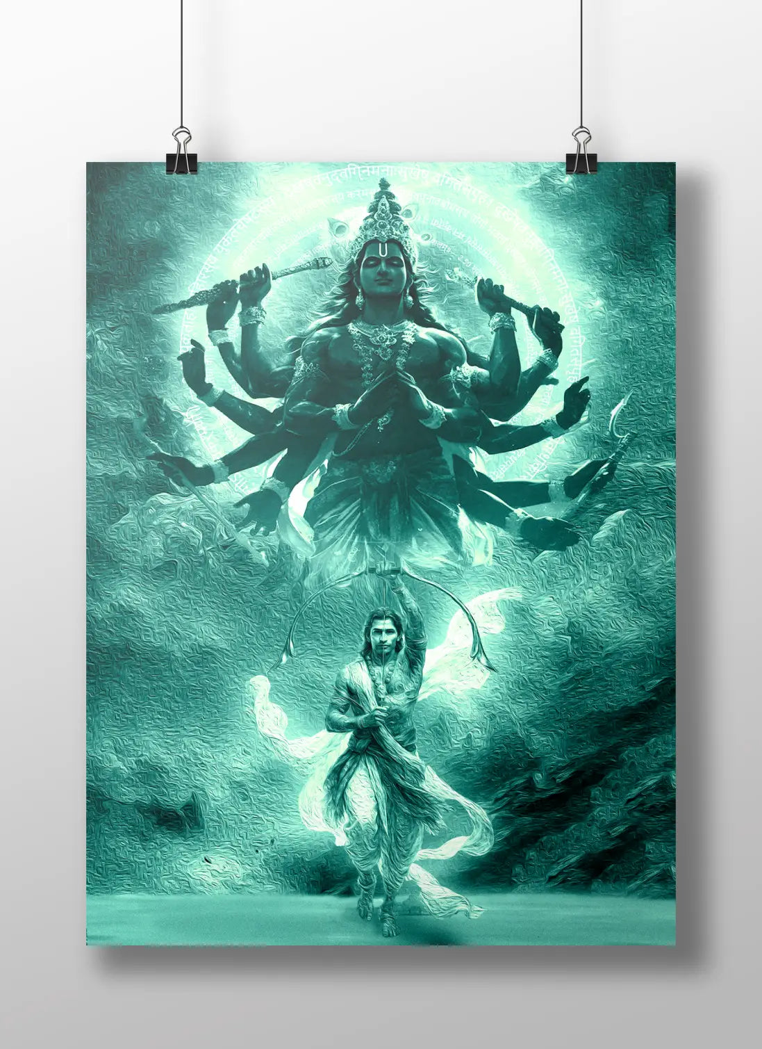 Vishwa Roopa Krishna and Arjun: The Bhagavad Gita Spiritual Art Poster - Hindu Gods Wall Decor