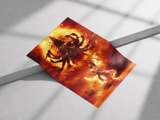 Vishwa Roopa Krishna and Arjun: The Bhagavad Gita Spiritual Art Poster - Hindu Gods Wall Decor