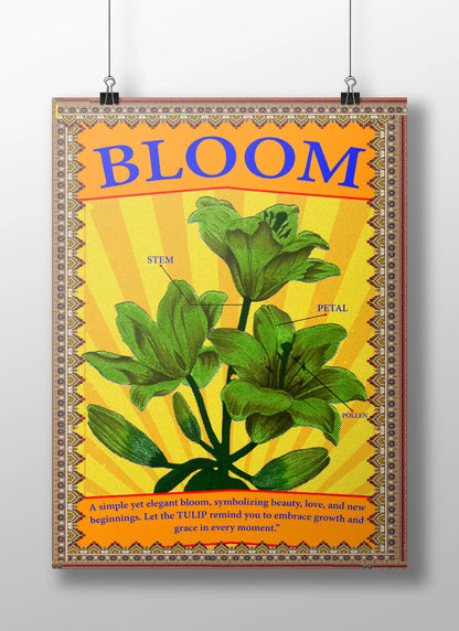 "BLOOM" - Vintage Botanical Tulip Art Print