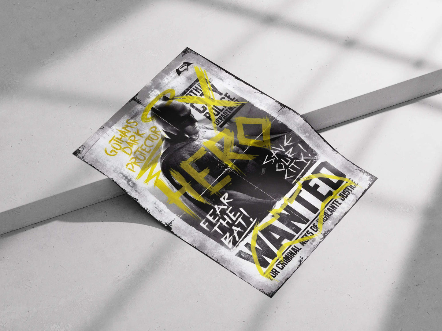Batman "Wanted Hero" Gotham City Vigilante Art Print - Dark Protector DCEU Poster