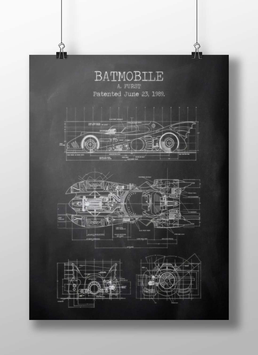 Batman'S Bane - Batmobile Blueprint Poster